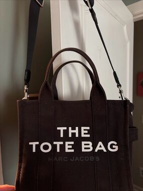 Marc Jacobs Black Canvas Duffel Tote with White Logo Text